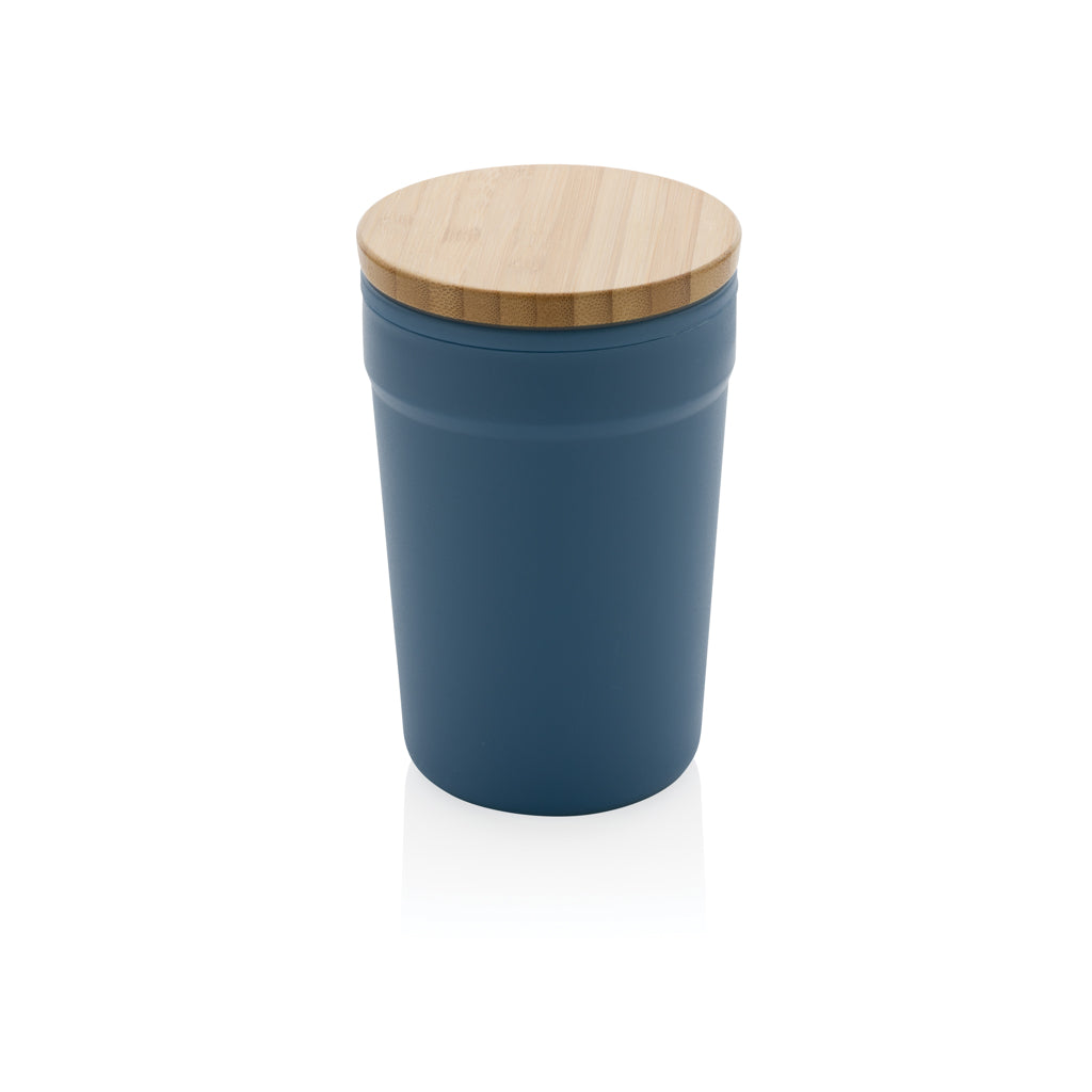 GRS rPP-Becher mit Bambusdeckel – blau