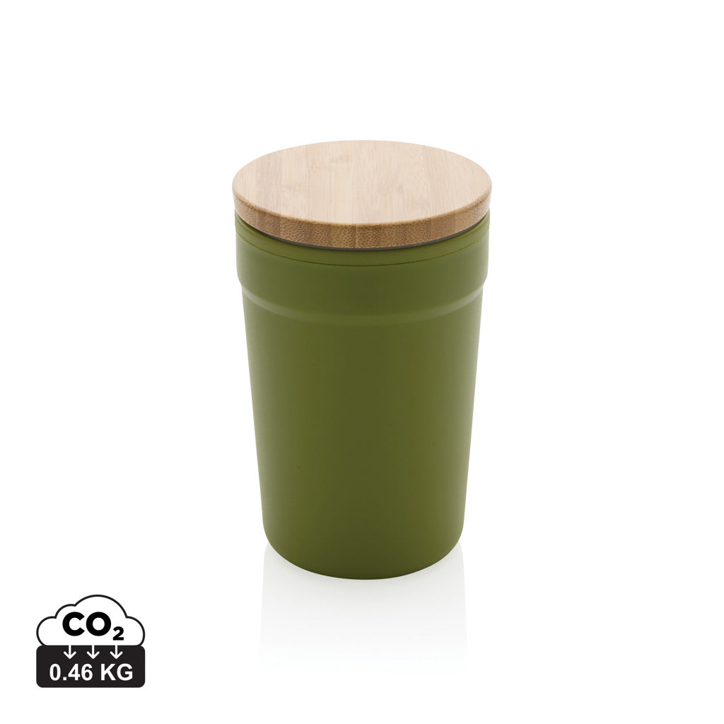 GRS rPP-Becher mit Bambusdeckel – grün