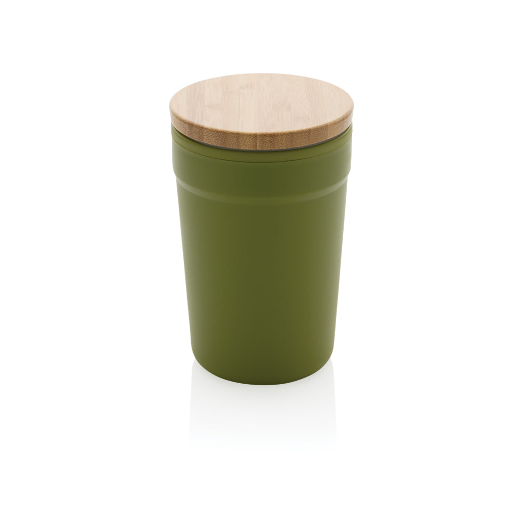 GRS rPP-Becher mit Bambusdeckel – grün