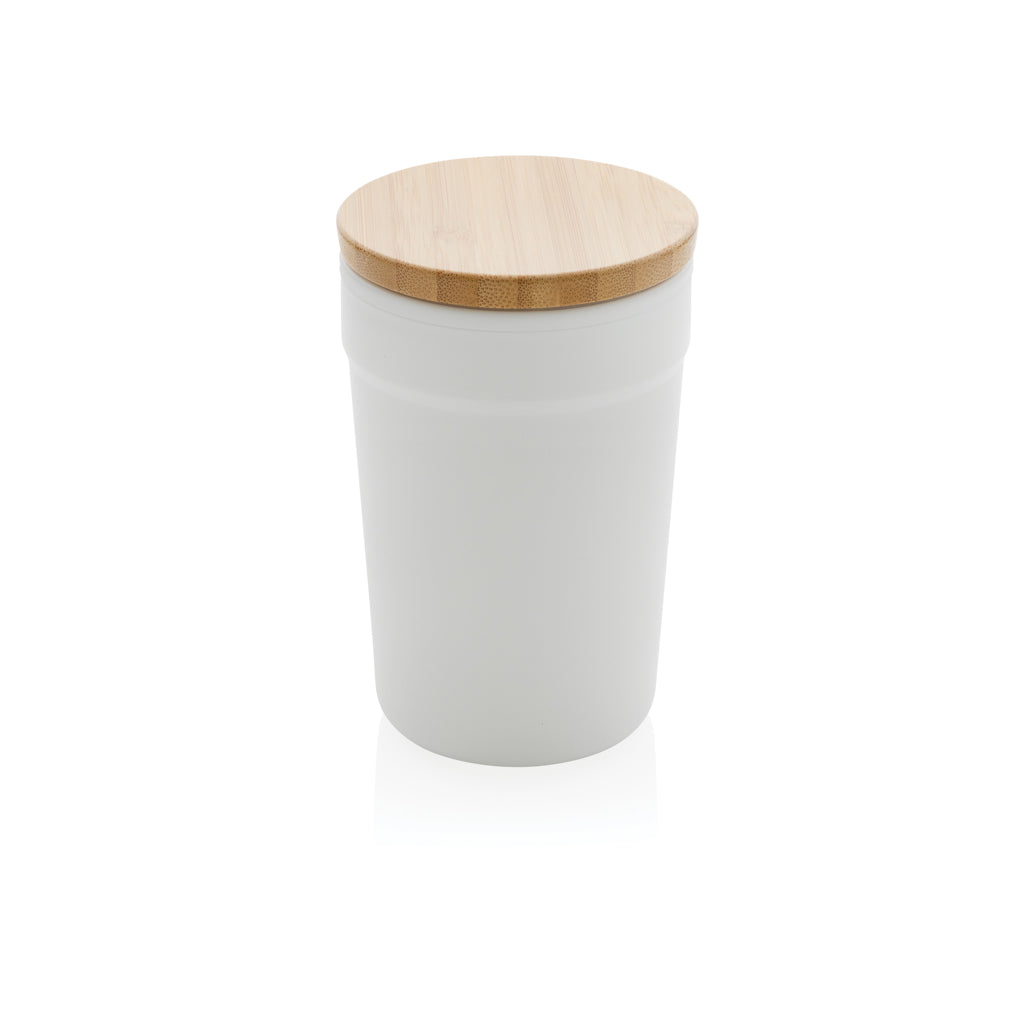GRS rPP-Becher mit Bambusdeckel – weiß