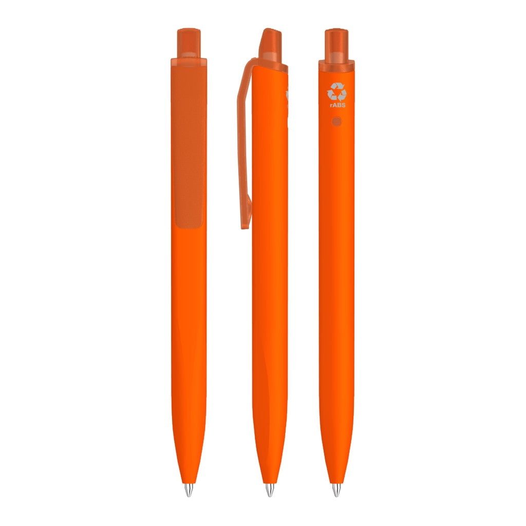 Gummierter Druckkugelschreiber mit transparentem Clip – Orange