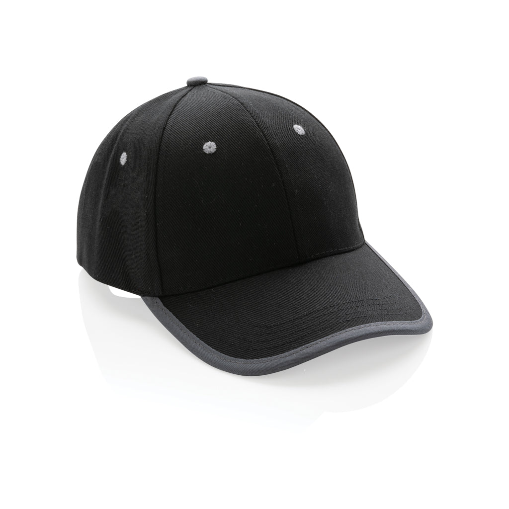 Impact AWARE™ 280gr Brushed rCotton 6 Panel Kontrast-Cap – schwarz