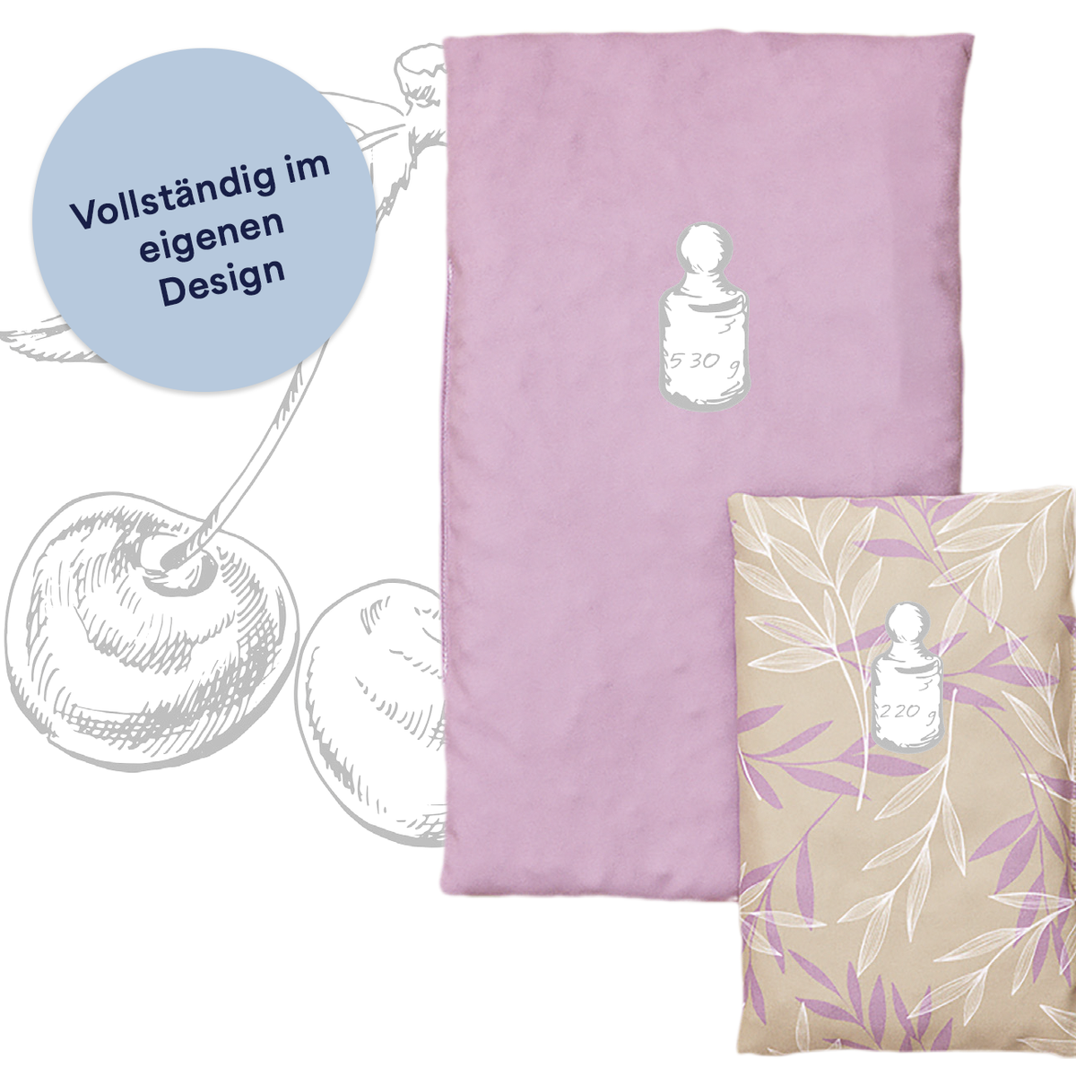 Kirschkernkissen mit vollflächigem Druckmotiv, rechteckig mit Kirschkernfüllung, Ansicht 2