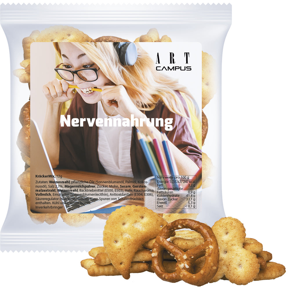 Knabbermischung in der Maxi Tüte mit Etikett – KräckerMix, ca. 12 g