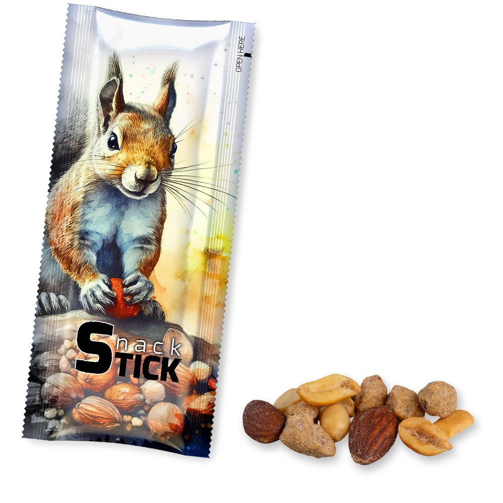 Knabbermischungen im Snackbeutel Riegelformat – Geröstete gesalzene Nussmischung, ca. 30 g