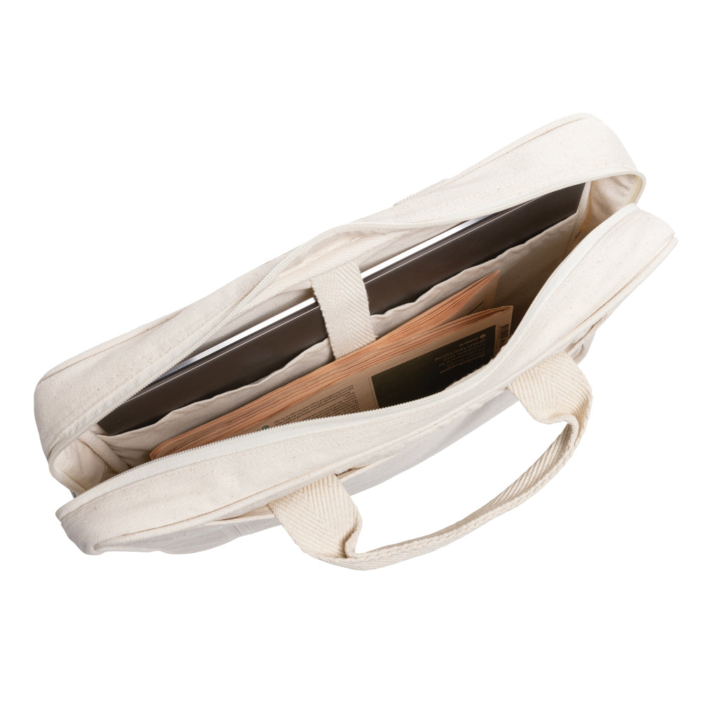 Laluka AWARE™ 15.4" Laptop-Tasche aus recycelter Baumwolle – off white