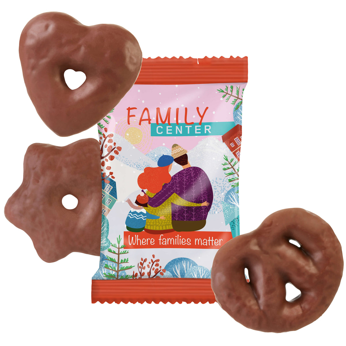 Lebkuchen mit Vollmilchschokolade im bedruckten Werbetütchen 100 x 65 mm
