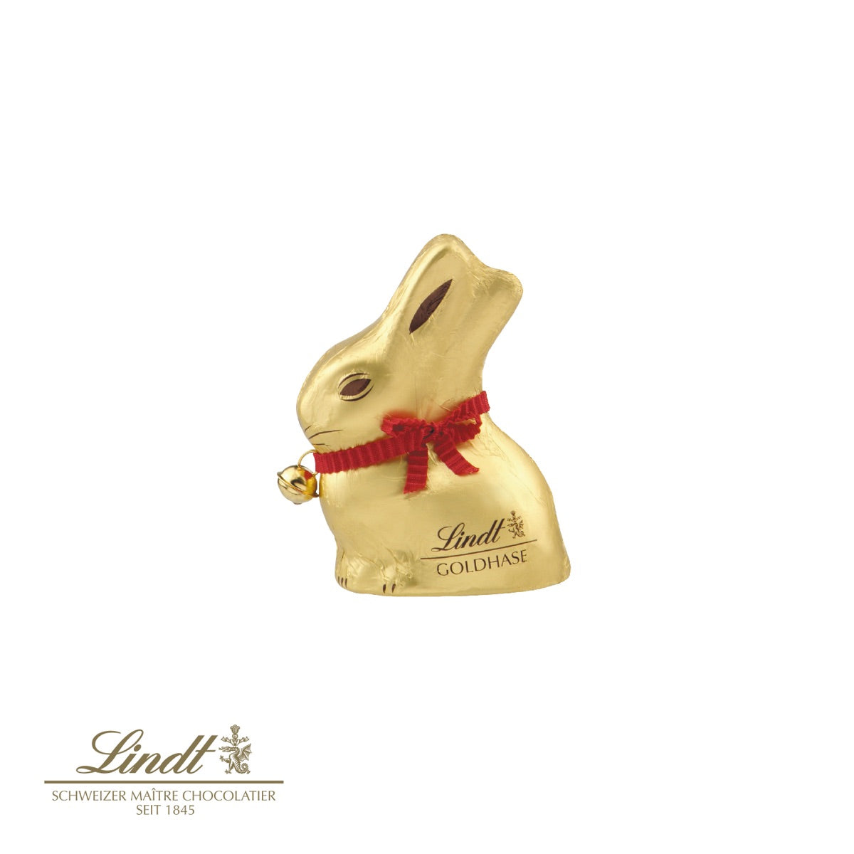 Lindt Goldhase mit Glöckchen im geöffneten Werbeaufsteller