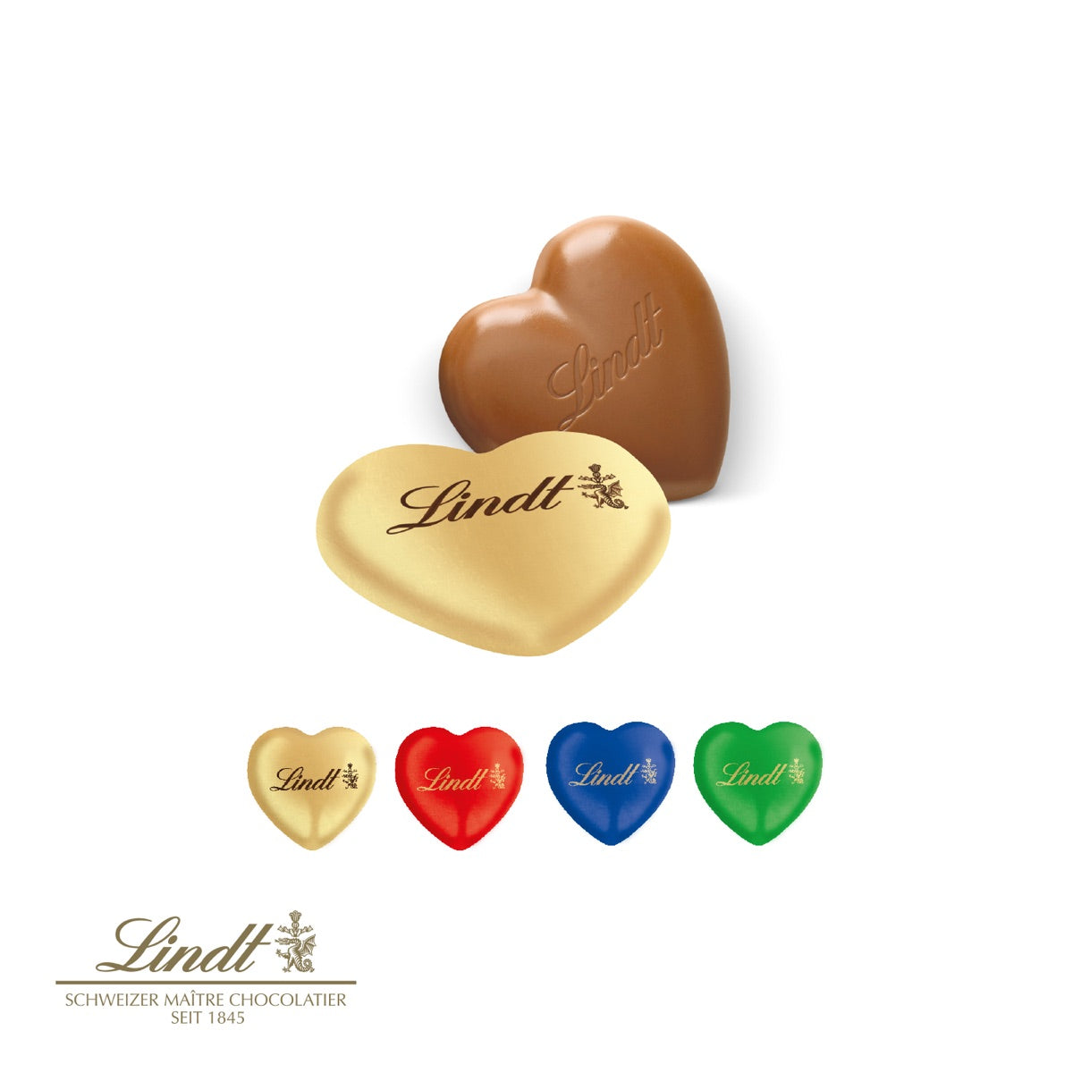 Werbebriefchen mit goldenem Lindt Schokoladenherz