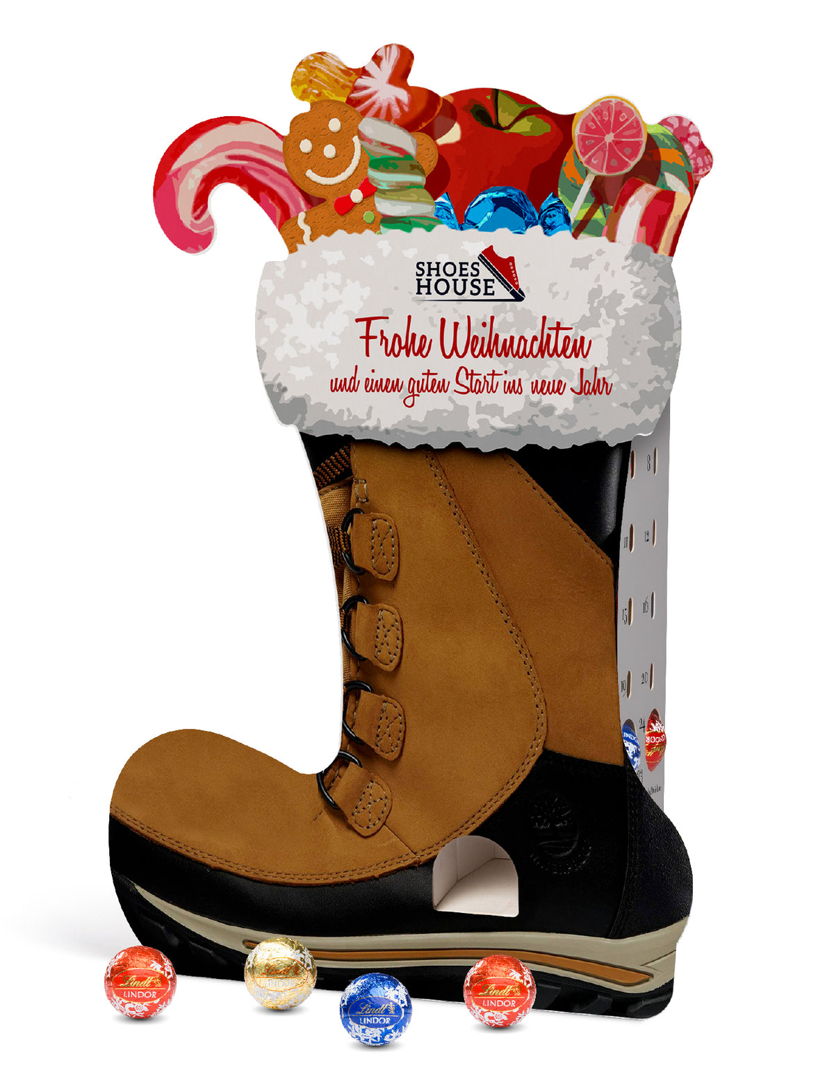 Lindt Lindor Adventsspender in Form Stiefel mit Druckfläche