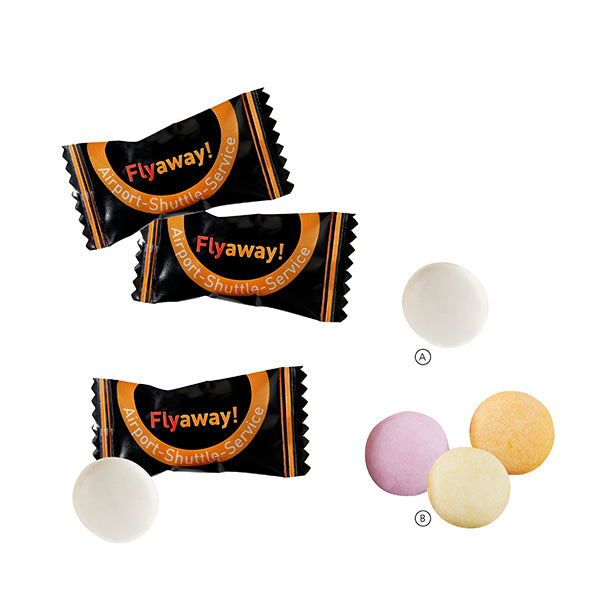Einzelnes mentos Dragee im bedruckten Flowpack