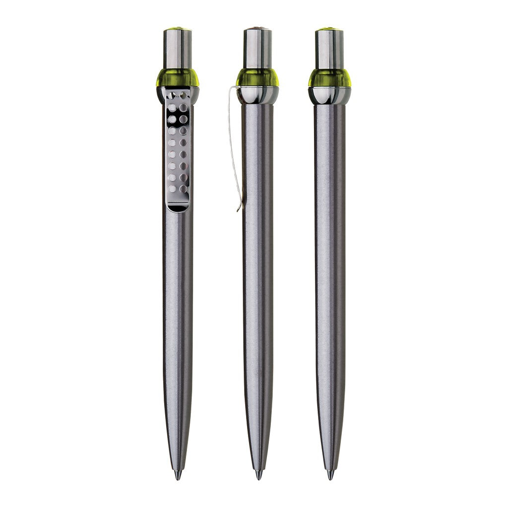 Metall Druckkugelschreiber mit gelochtem Clip – Gelb
