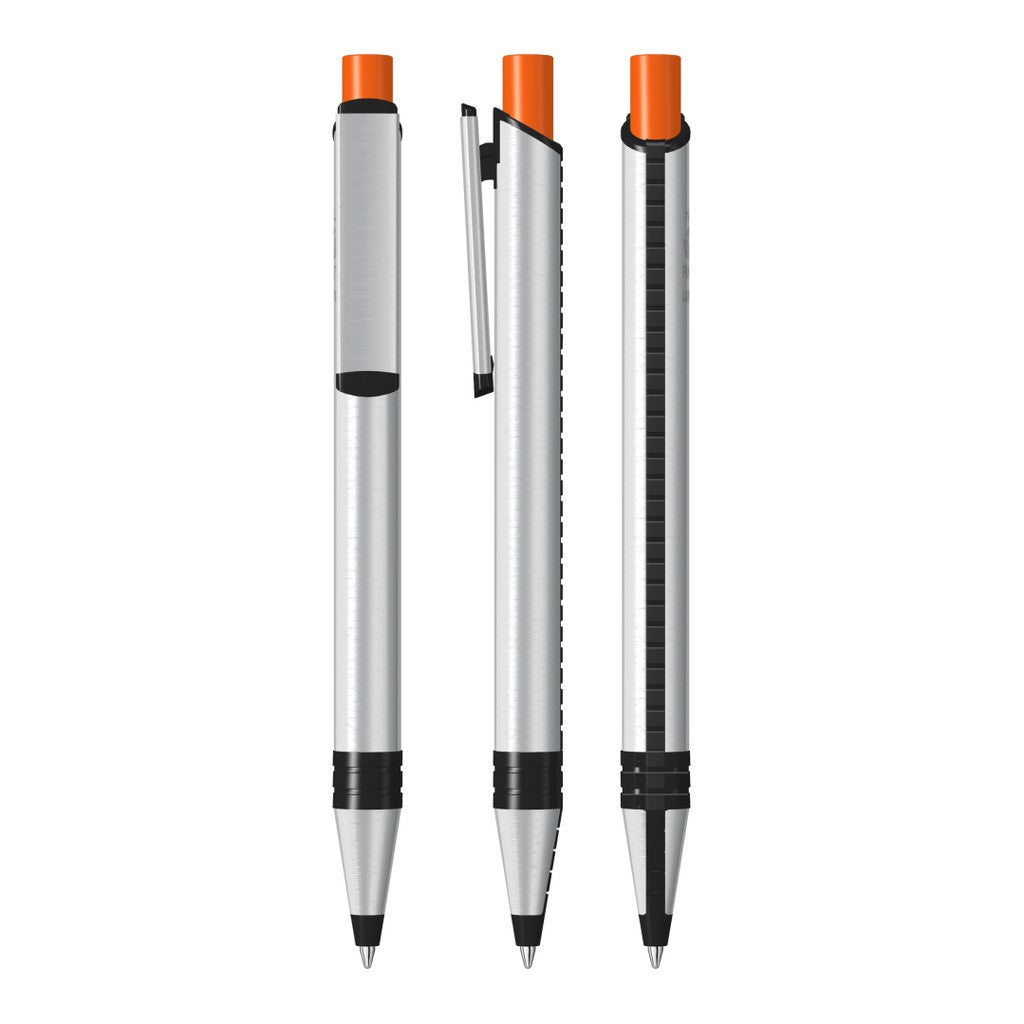 Metall Druckkugelschreiber mit schwarzem Clip – Orange