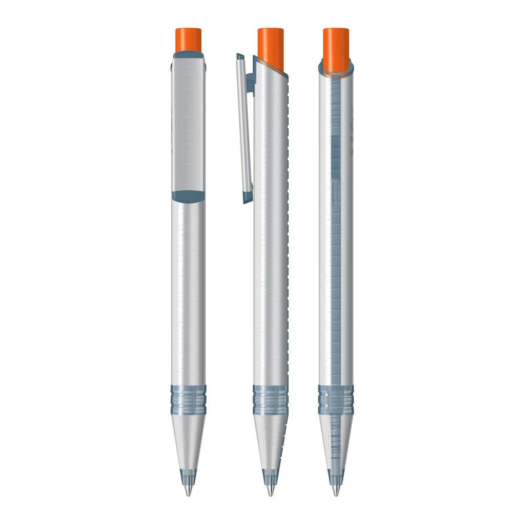 Metall Druckkugelschreiber mit transparentem Clip – Orange