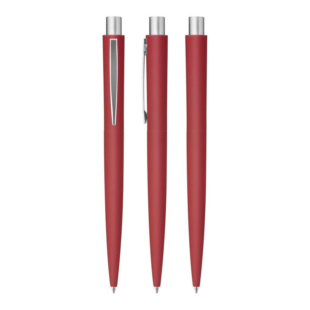 Metall Druckkugelschreiber Softtouch mit mattem Chromclip – Rot