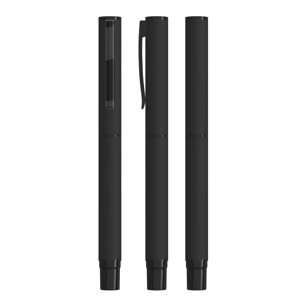 Metall Rollerball Softtouch mit Glanzbeschlägen – Schwarz