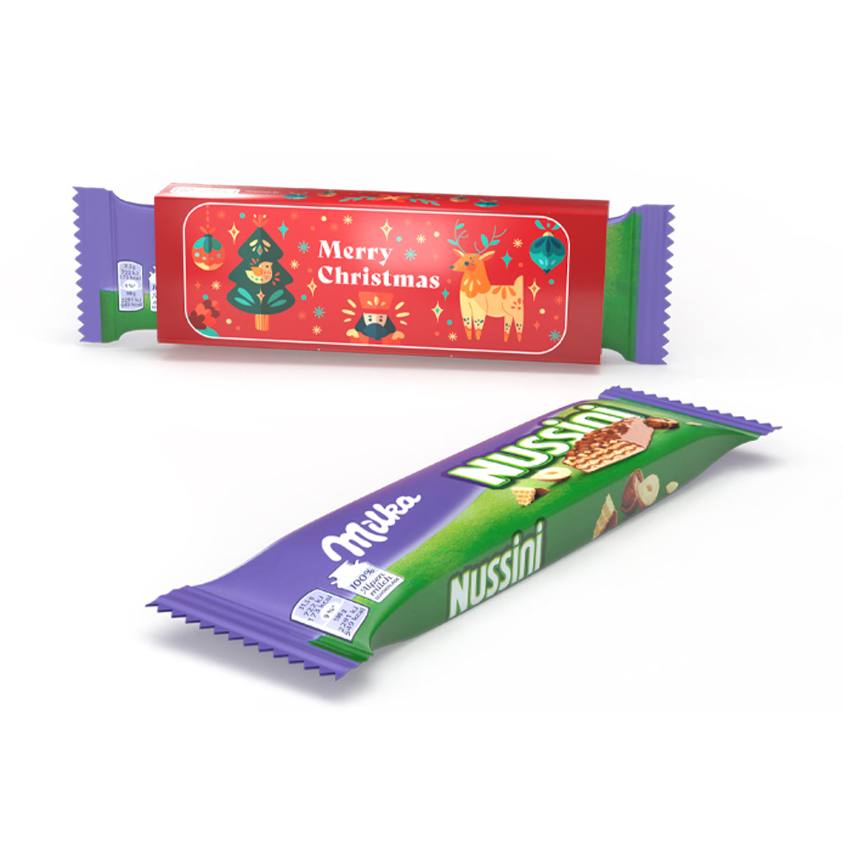 Milka Nussini Riegel im bedruckten Werbeschuber