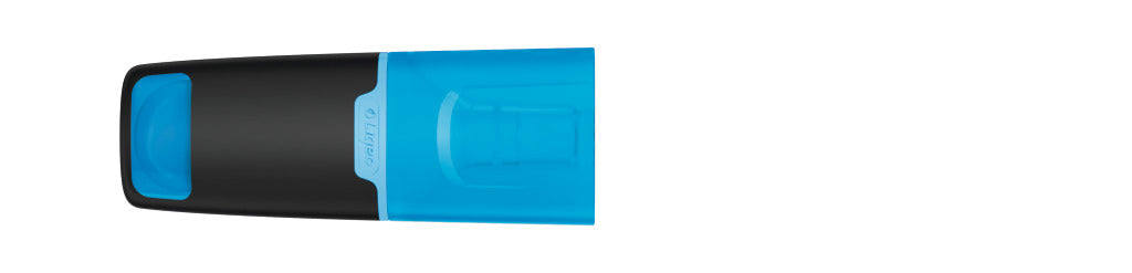 Mini Textmarker mit transparenter Kappe – Neonblau