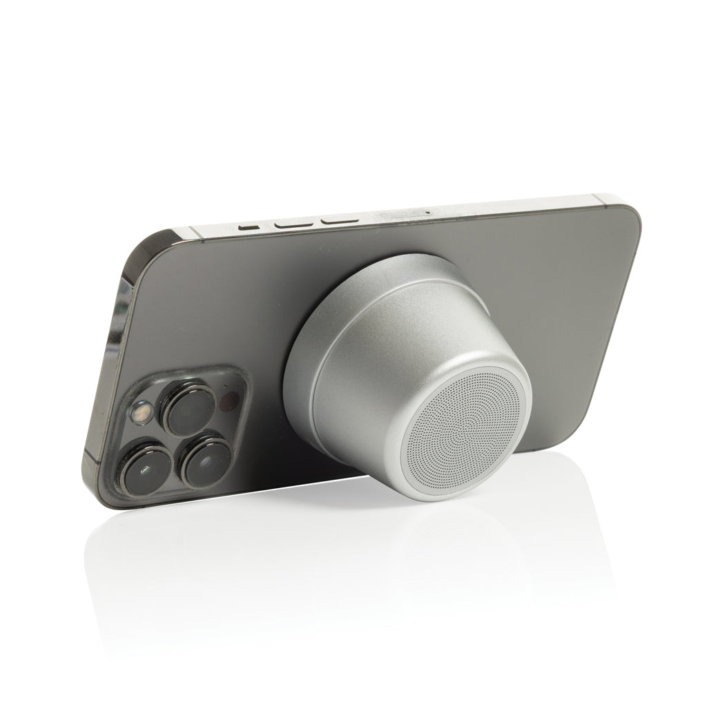 Nivio magnetischer 5W-Speaker aus RCS recyceltem Aluminium – silber