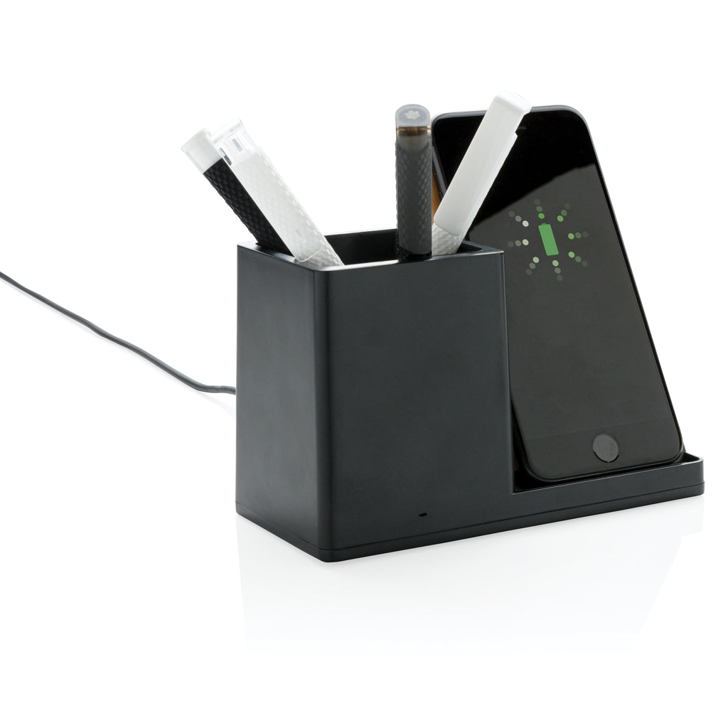 Ontario 10W Wireless Charger aus Bambus und RCS Kunststoff – schwarz
