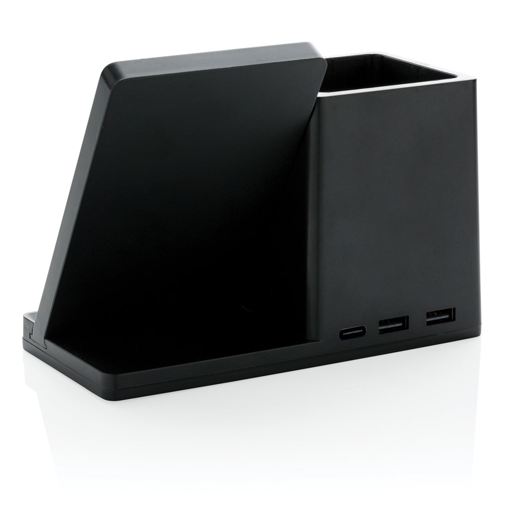 Ontario 10W Wireless Charger aus Bambus und RCS Kunststoff – schwarz