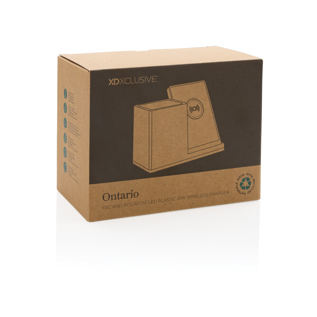 Ontario 10W Wireless Charger aus Bambus und RCS Kunststoff