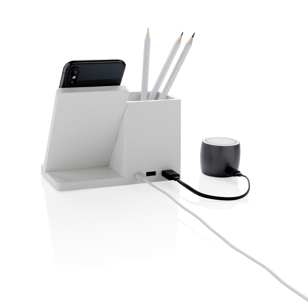 Ontario 10W Wireless Charger aus Bambus und RCS Kunststoff – weiß