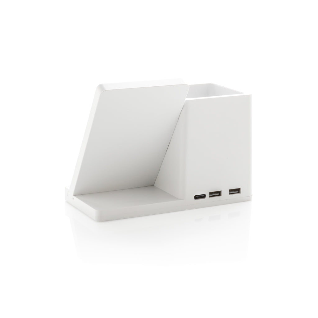 Ontario 10W Wireless Charger aus Bambus und RCS Kunststoff – weiß