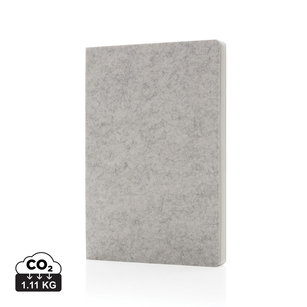 Phrase GRS-zertifiziertes A5-Notizbuch aus recyceltem Filz – grau