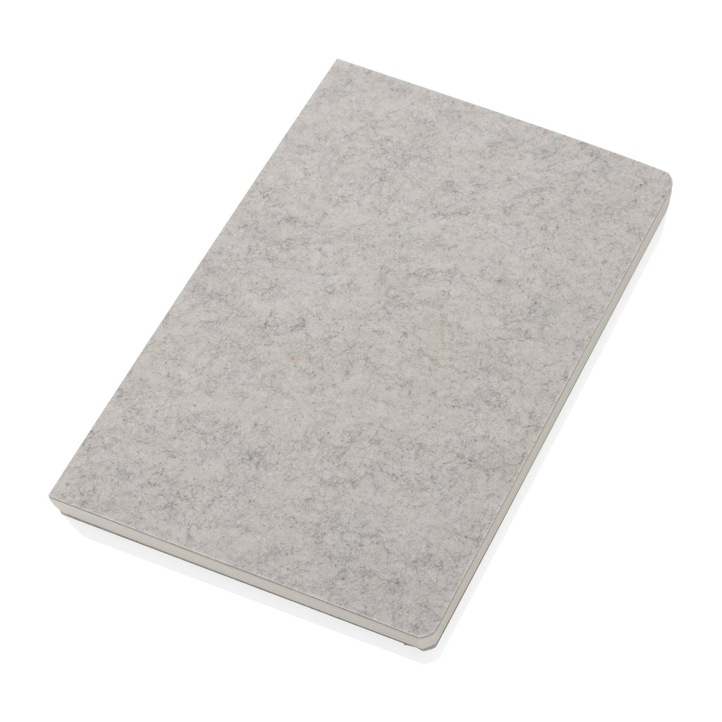 Phrase GRS-zertifiziertes A5-Notizbuch aus recyceltem Filz – grau