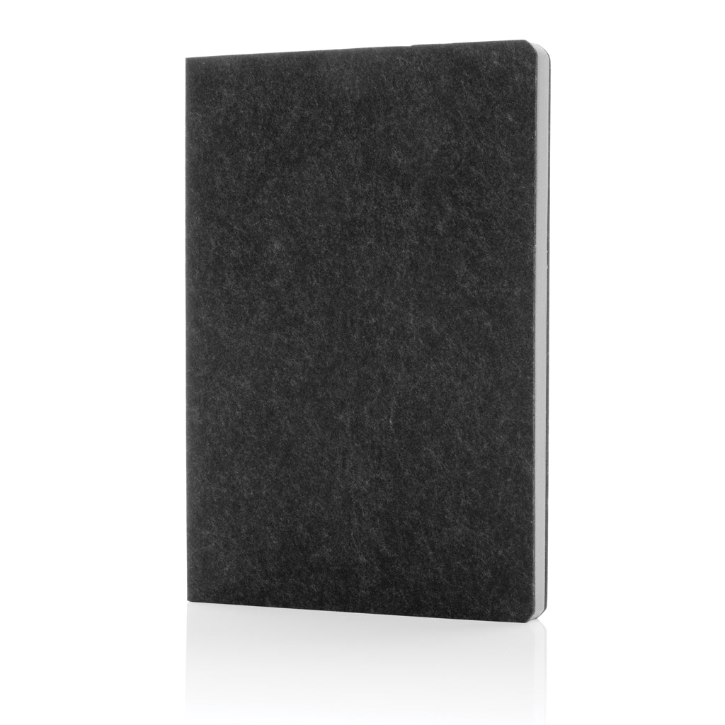 Phrase GRS-zertifiziertes A5-Notizbuch aus recyceltem Filz – schwarz