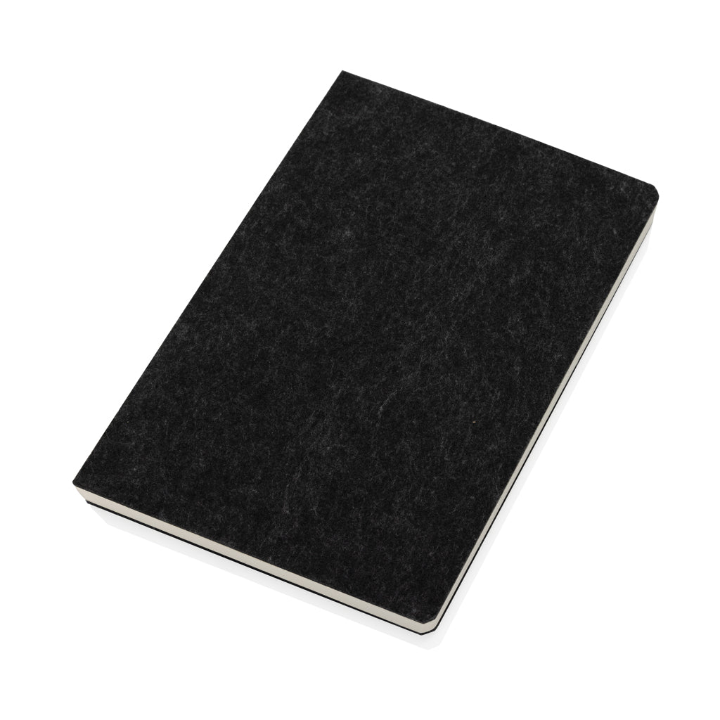 Phrase GRS-zertifiziertes A5-Notizbuch aus recyceltem Filz – schwarz