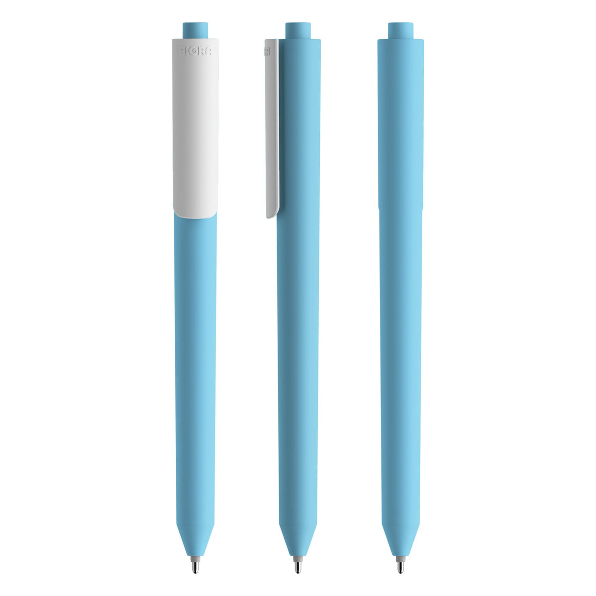 Pigra P03 Druckkugelschreiber Soft Touch – Hellblau / Weiß R903-M105