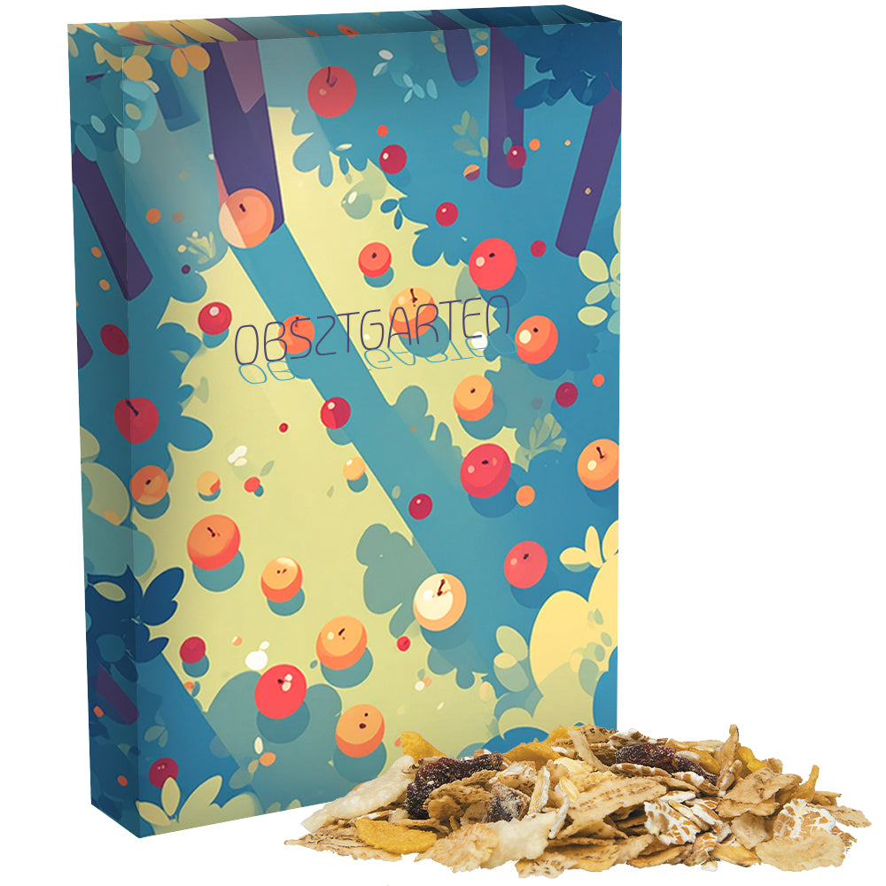 Popcorn und Müsli Mix in der Faltschachtel – Müsli Apfel Cranberry, ca. 60 g