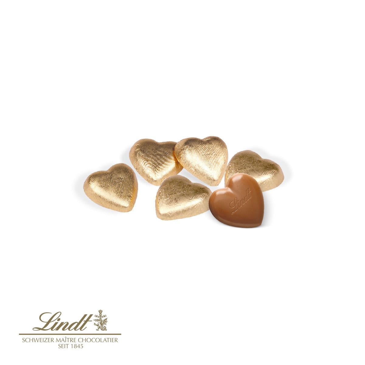Geöffnete Präsentbox Business mit fünf Lindt Schokoherzen