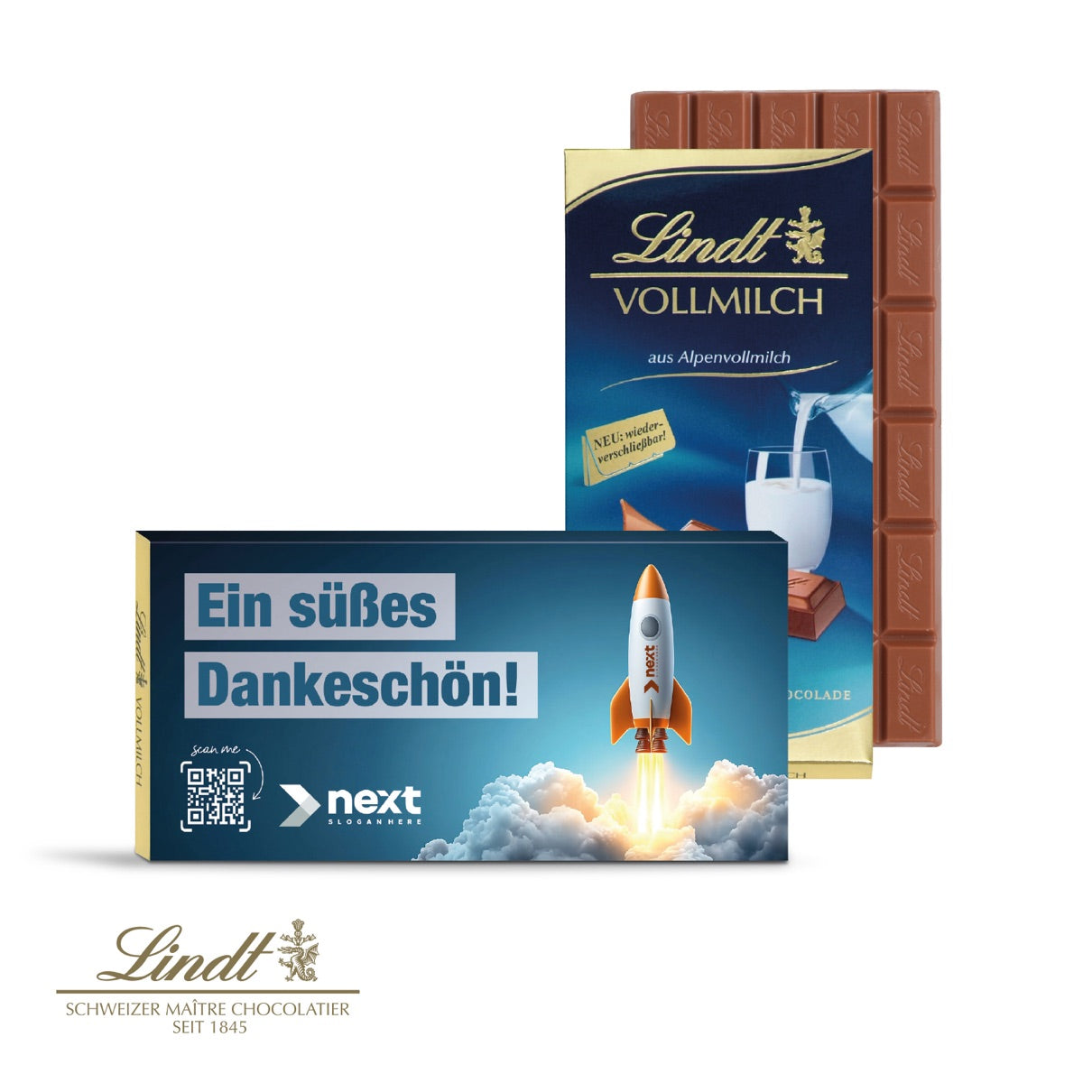 Werbeschuber aus Karton für eine Tafel Schokolade, vollflächig bedruckt