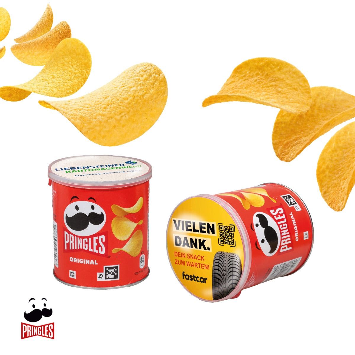 Mini Dose Pringles Original mit bedrucktem Werbeeinleger im Deckel