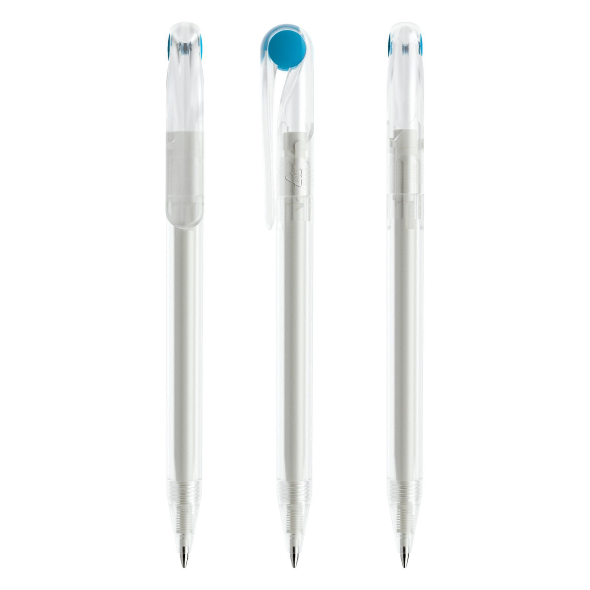 prodir DS1 Drehkugelschreiber gefrostet – Klar / Cyanblau F01-X58