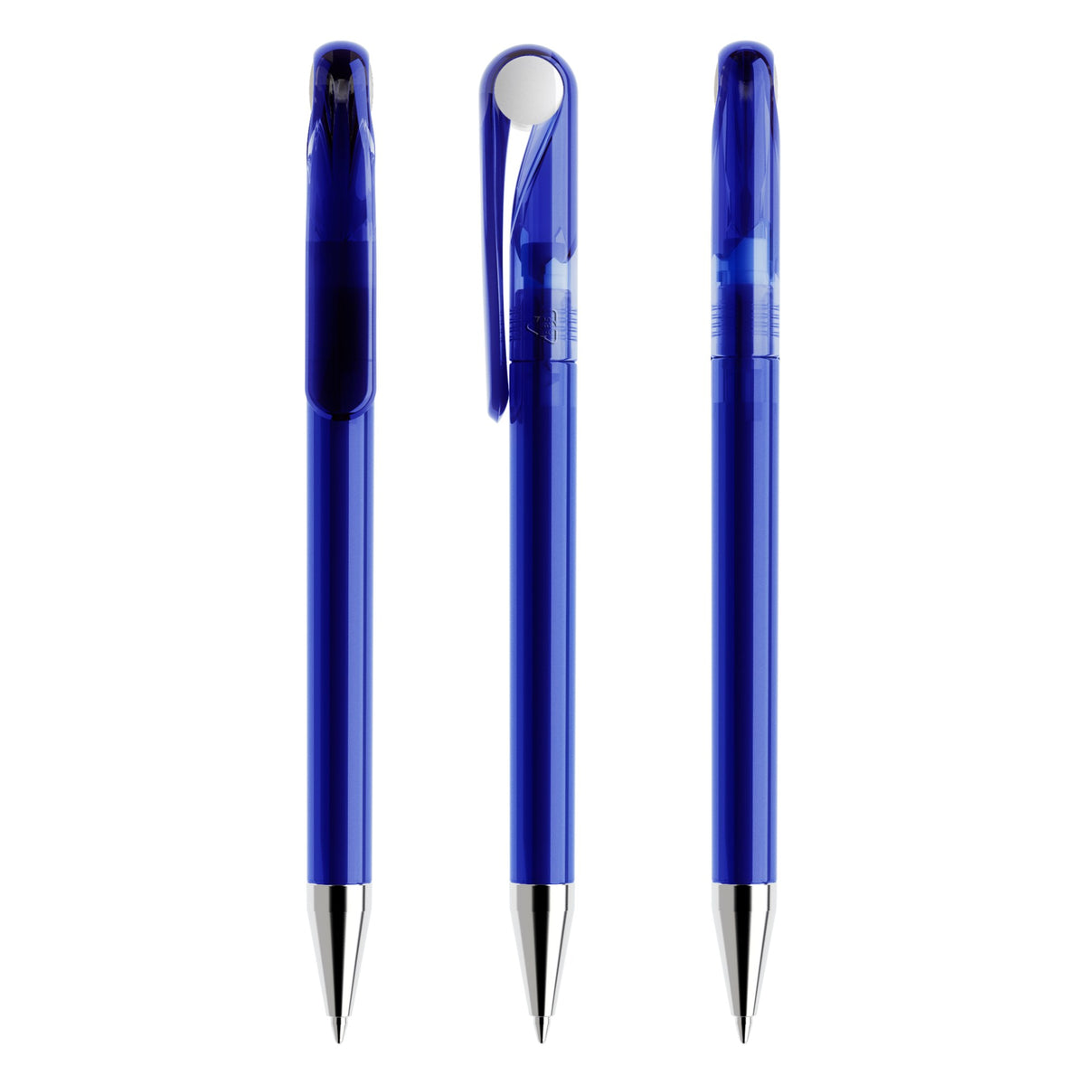 prodir DS1 Drehkugelschreiber transparent mit Metallspitze – Klassikblau / Weiß T50-X01