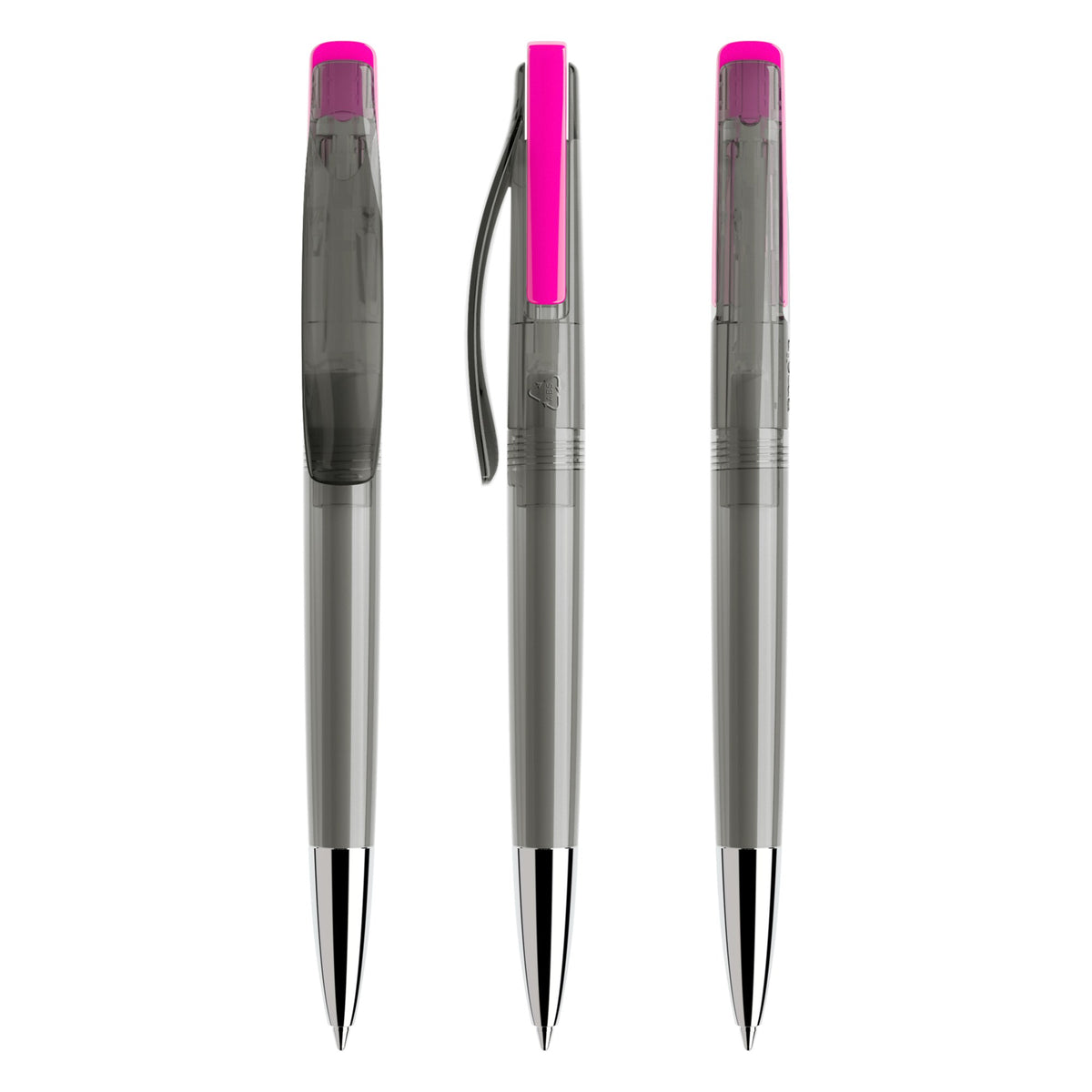 prodir DS2 Druckkugelschreiber transparent mit Metallspitze – Fumé / Pink T76-P23