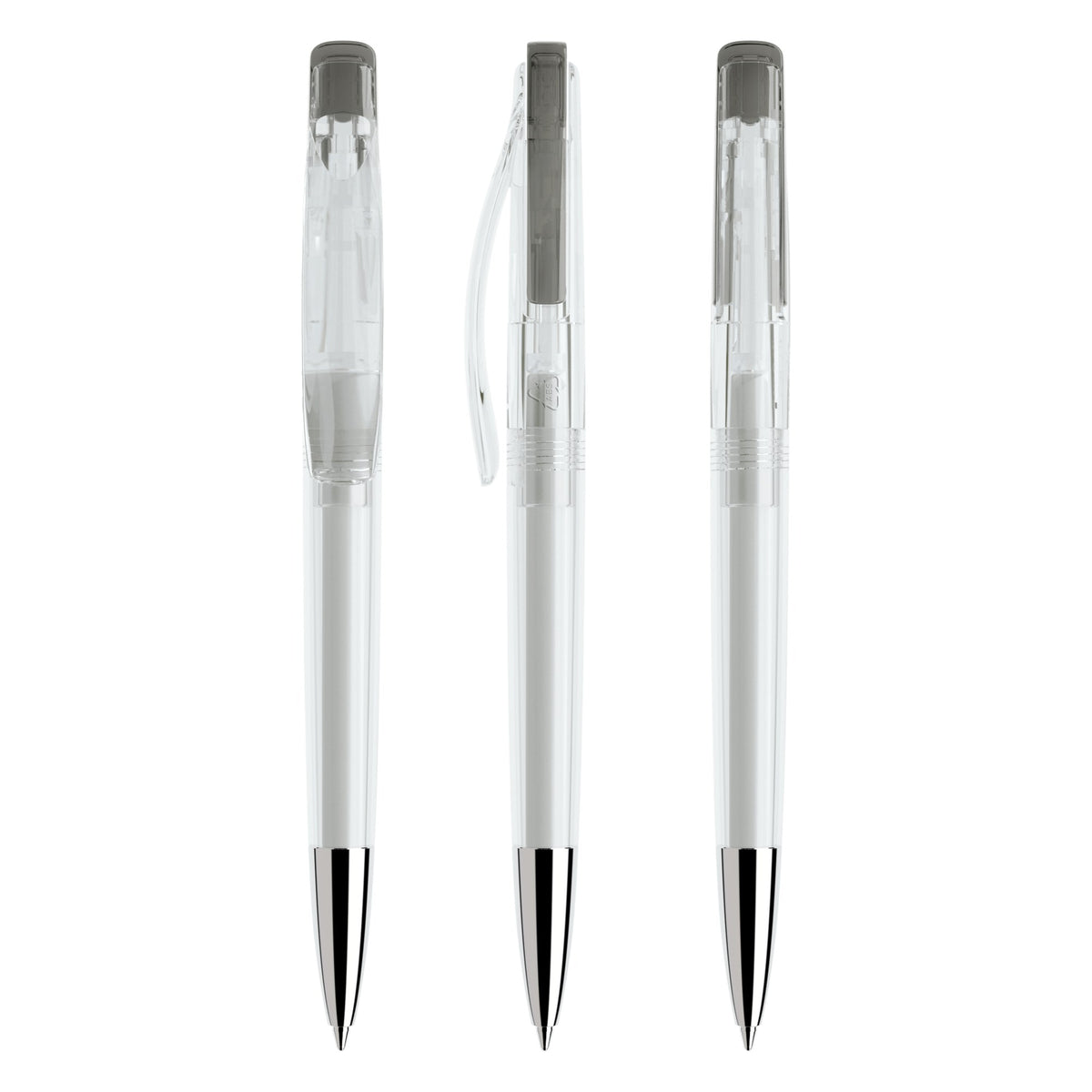 prodir DS2 Druckkugelschreiber transparent mit Metallspitze – Klar / Fumé T01-T76