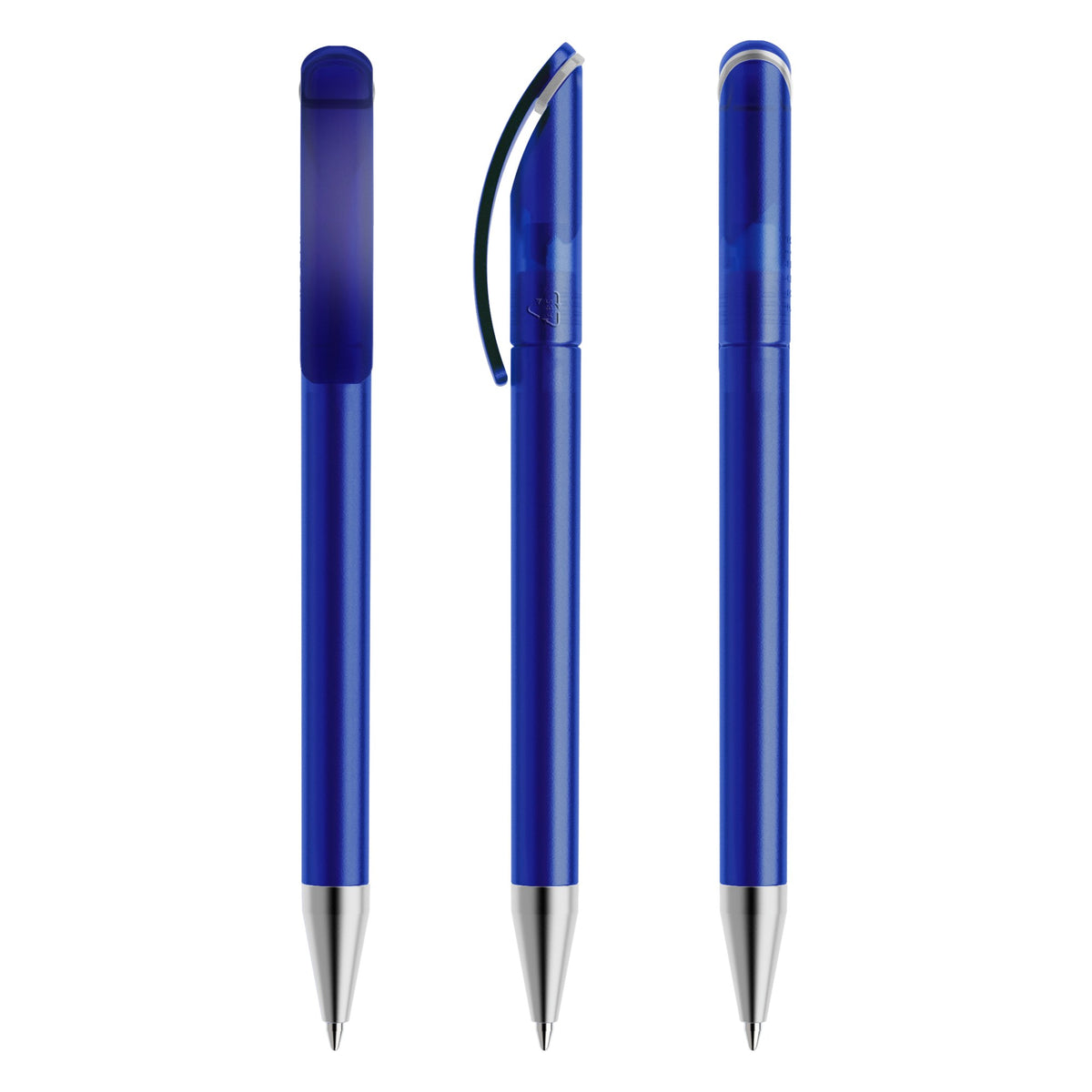 prodir DS3 Drehkugelschreiber gefrostet mit Metallspitze – Klassikblau / Silber F50-X70