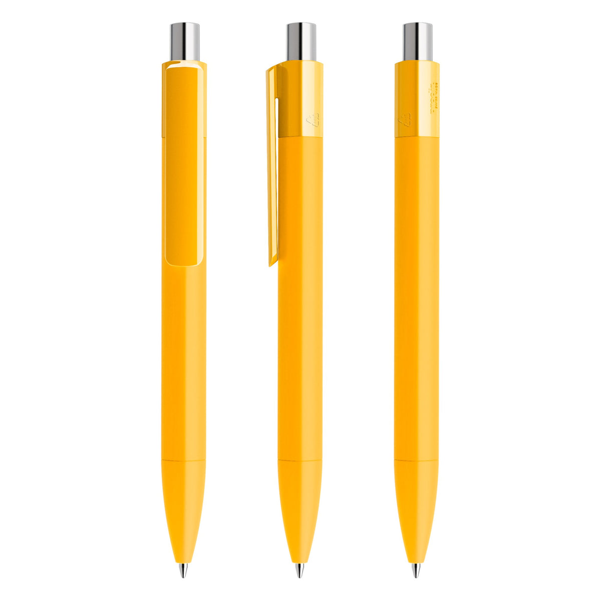 prodir DS4 Druckkugelschreiber Soft Touch – Gelb / Silber galvanisch verchromt R06 Z