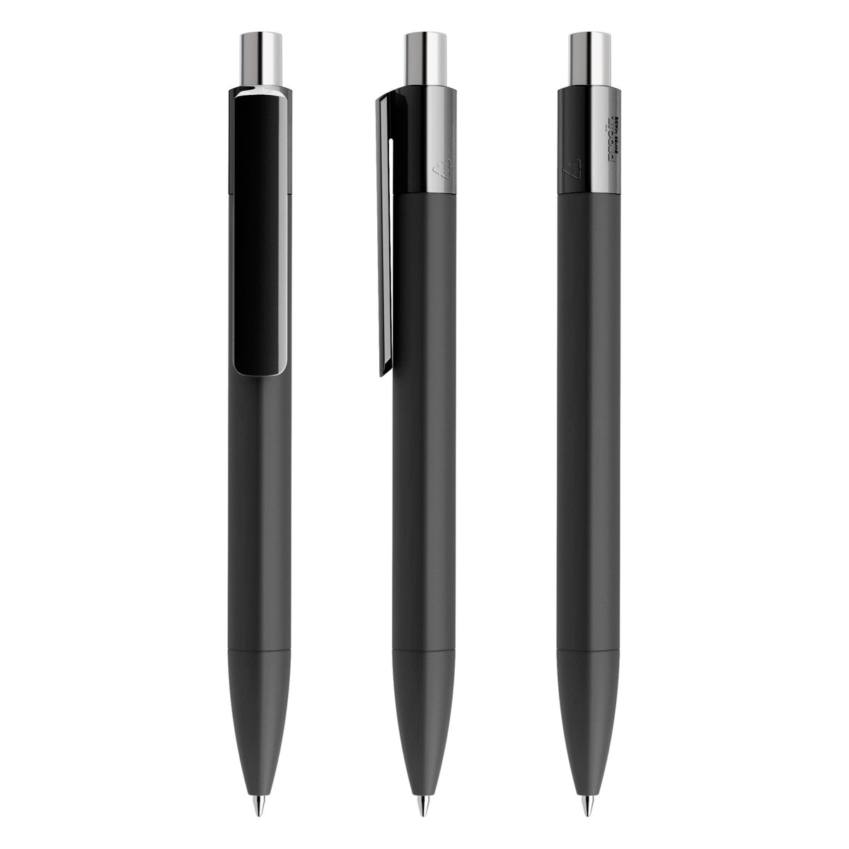 prodir DS4 Druckkugelschreiber Soft Touch – Schwarz / Silber galvanisch verchromt R75 Z