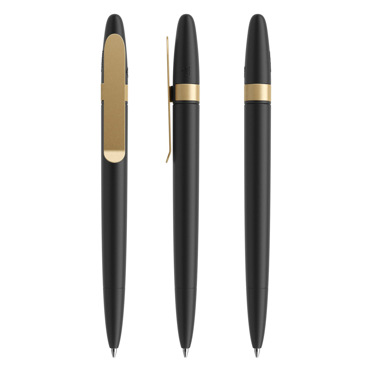 prodir DS5 Drehkugelschreiber matt mit Metallclip – Schwarz / Gold satiniert M75-S13