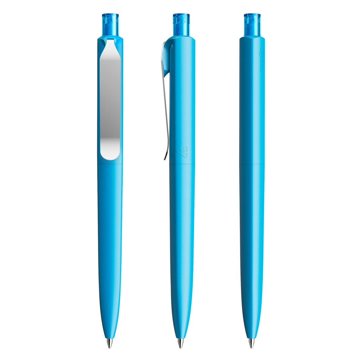 prodir DS8 Druckkugelschreiber matt mit Metallclip – Cyanblau / Silber M58-S70
