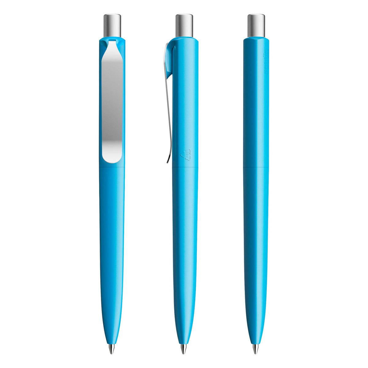 prodir DS8 Druckkugelschreiber matt mit Metallclip – Cyanblau / Silber satiniert M58-S70 S