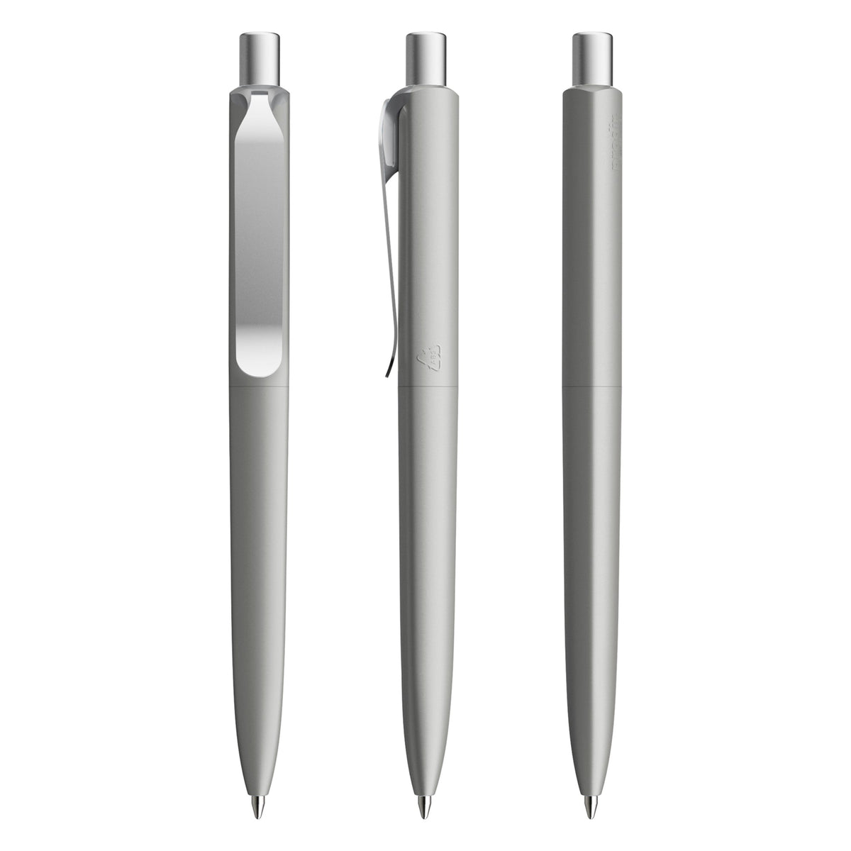 prodir DS8 Druckkugelschreiber matt mit Metallclip – Delfingrau / Silber satiniert M70-S70 S