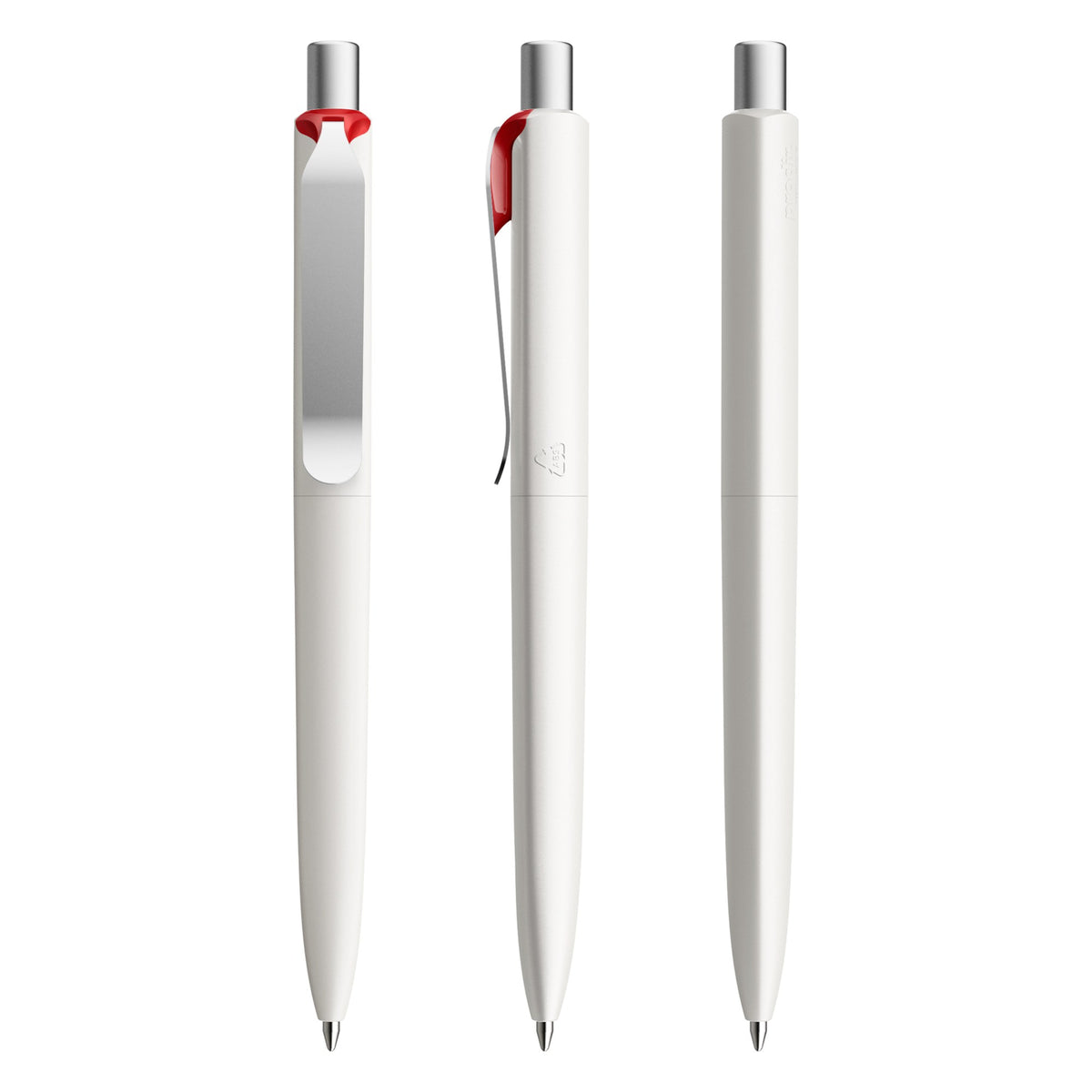 prodir DS8 Druckkugelschreiber matt mit Metallclip – Weiß / Dunkelrot / Silber satiniert M02-S70-P21 S