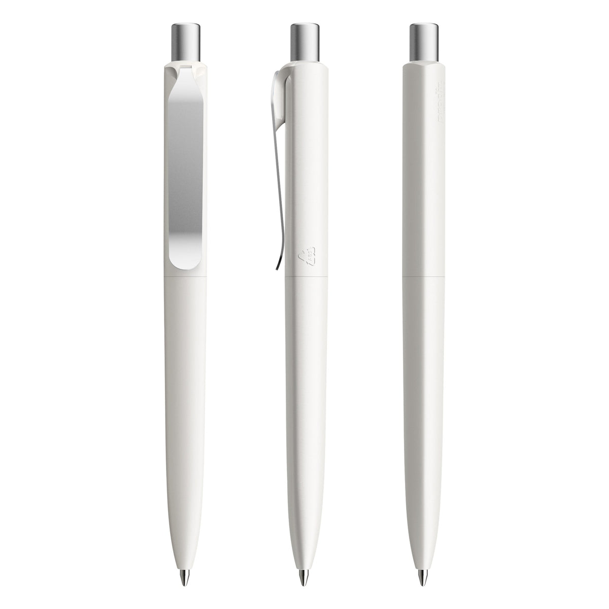 prodir DS8 Druckkugelschreiber matt mit Metallclip – Weiß / Silber satiniert M02-S70 S